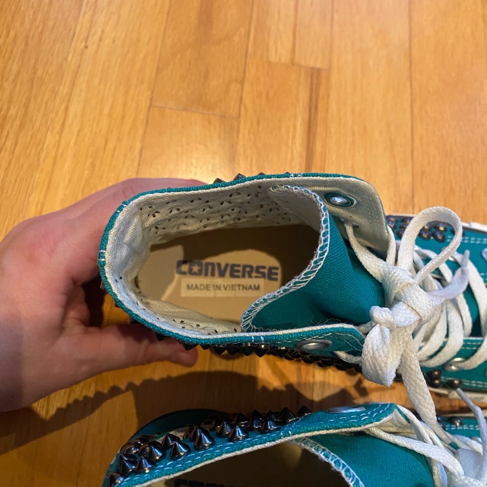 Converse High-Top Studded Teal Sneakers - Picture 9 of 9
